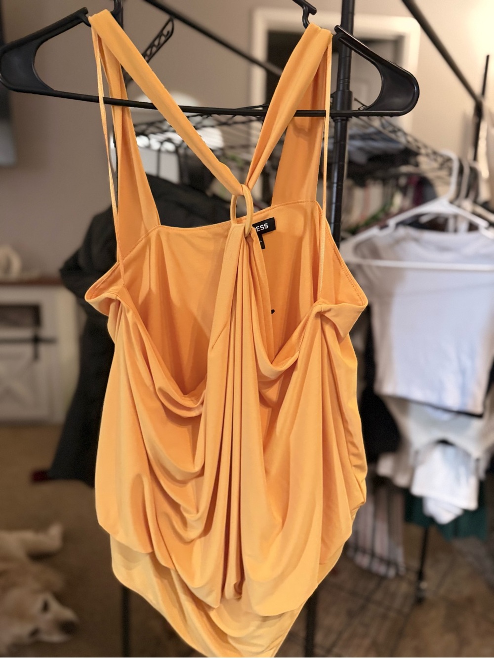 Express Draped Mustard Yellow Camisole Top